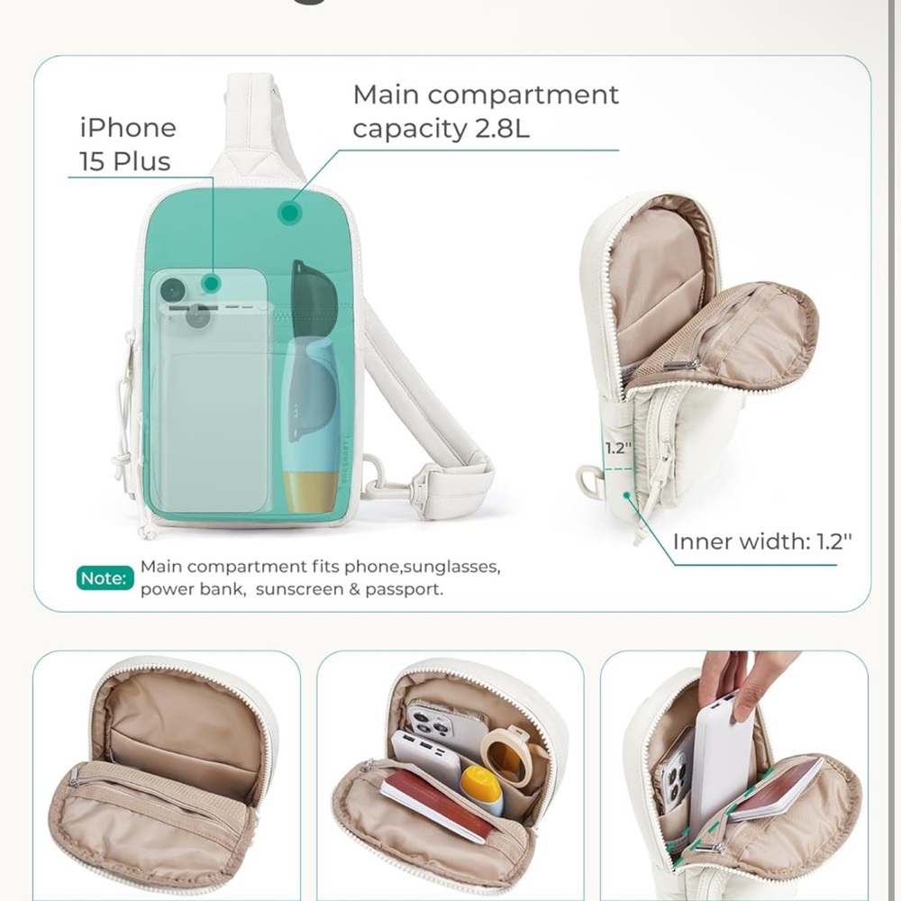 Bagsmart Stylish Black Crossbody Bag - Picture 3 of 7